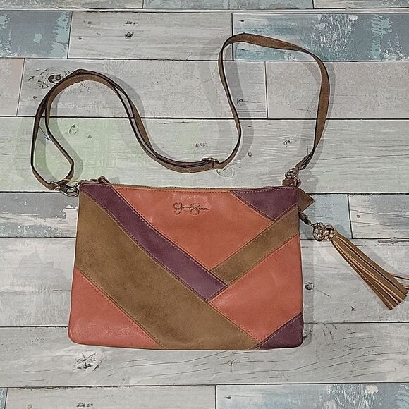 Jessica Simpson Cross Body Purple, Burnt Orange, Brown Fall Colors - Picture 1 of 7